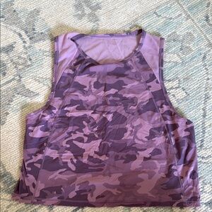 Lululemon Camouflage crop tank with mesh detail size 4